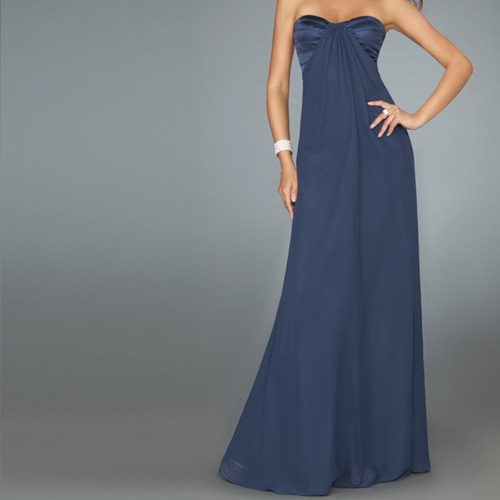 La Femme Blue Strapless Dress